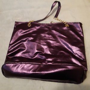 Shiny Purple lightweight tote with gold accents Kim Kardashian